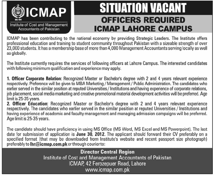 ICMAP Requires Admin Staff