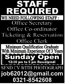 Ticketing & Reservation Staff Required