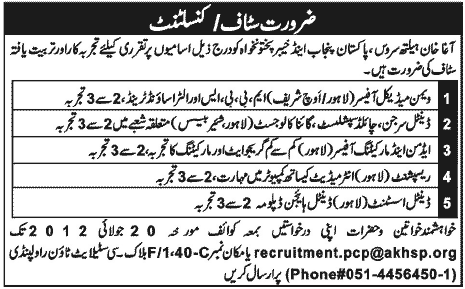 Medical and Admin Staff Required Under Agha Khan Health Service Pakistan