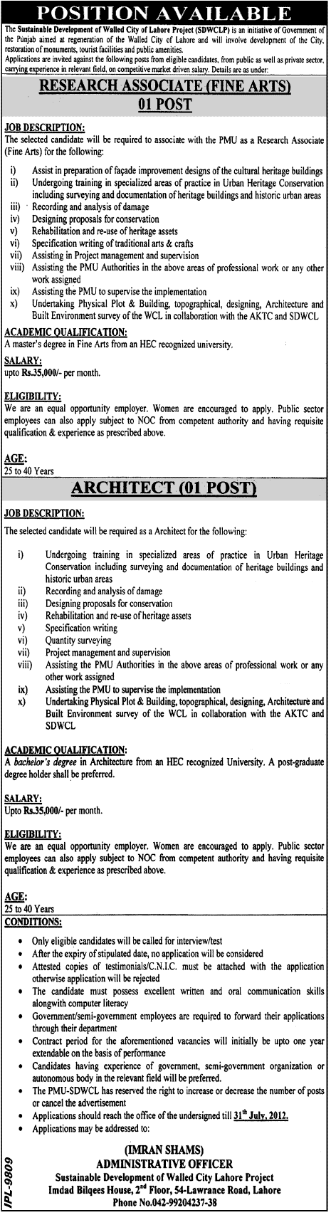 Government of Punjab Jobs Under SDWCLP (Government Job)