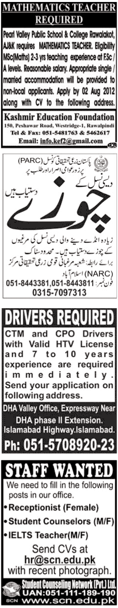 Misc. Job in Jang Rawalpindi Classified 3