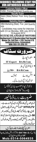Misc. Job in Jang Rawalpindi Classified 4