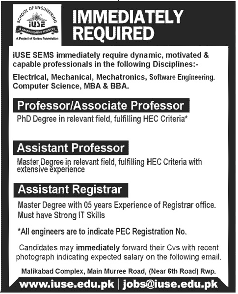Teaching Faculty Required for an Institute