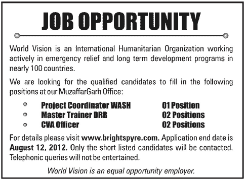 An International Humanitarian Organization Requires Admin Staff (NGO job)