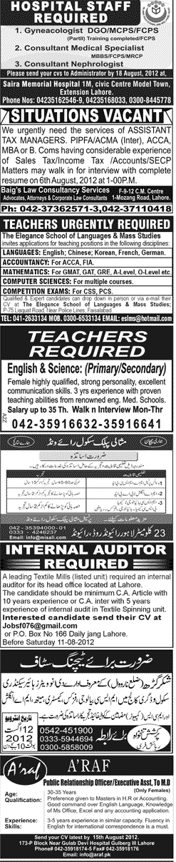 Misc. Jobs in Lahore Jang Classified 4