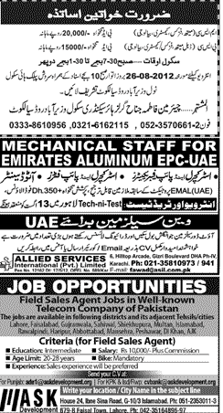 Misc. Jobs in Lahore Jang Classified 8