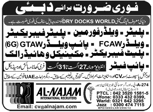 Maintenance Staff Required for Dubai