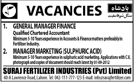 Finance and Marketing Managers Required
