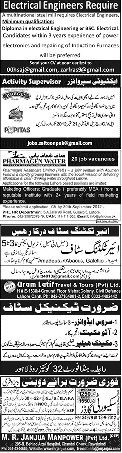 Misc. Jobs in Lahore Jang Classified 3