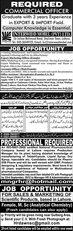 Misc. Jobs in Lahore Jang Classified 4