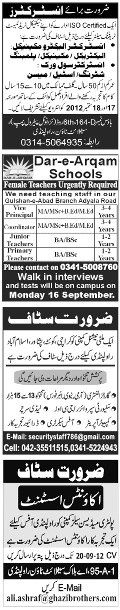 Misc. Jobs in Rawalpindi Jang Classified 2