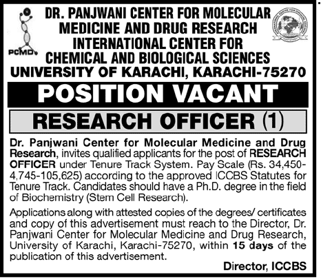 Research Officer Required Under University of Karachi (Government Job)