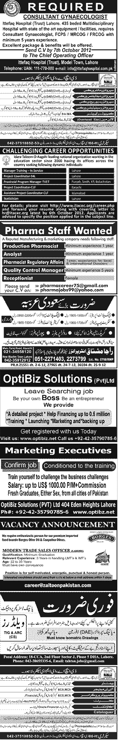 Classified Lahore Jang Misc. Jobs 3