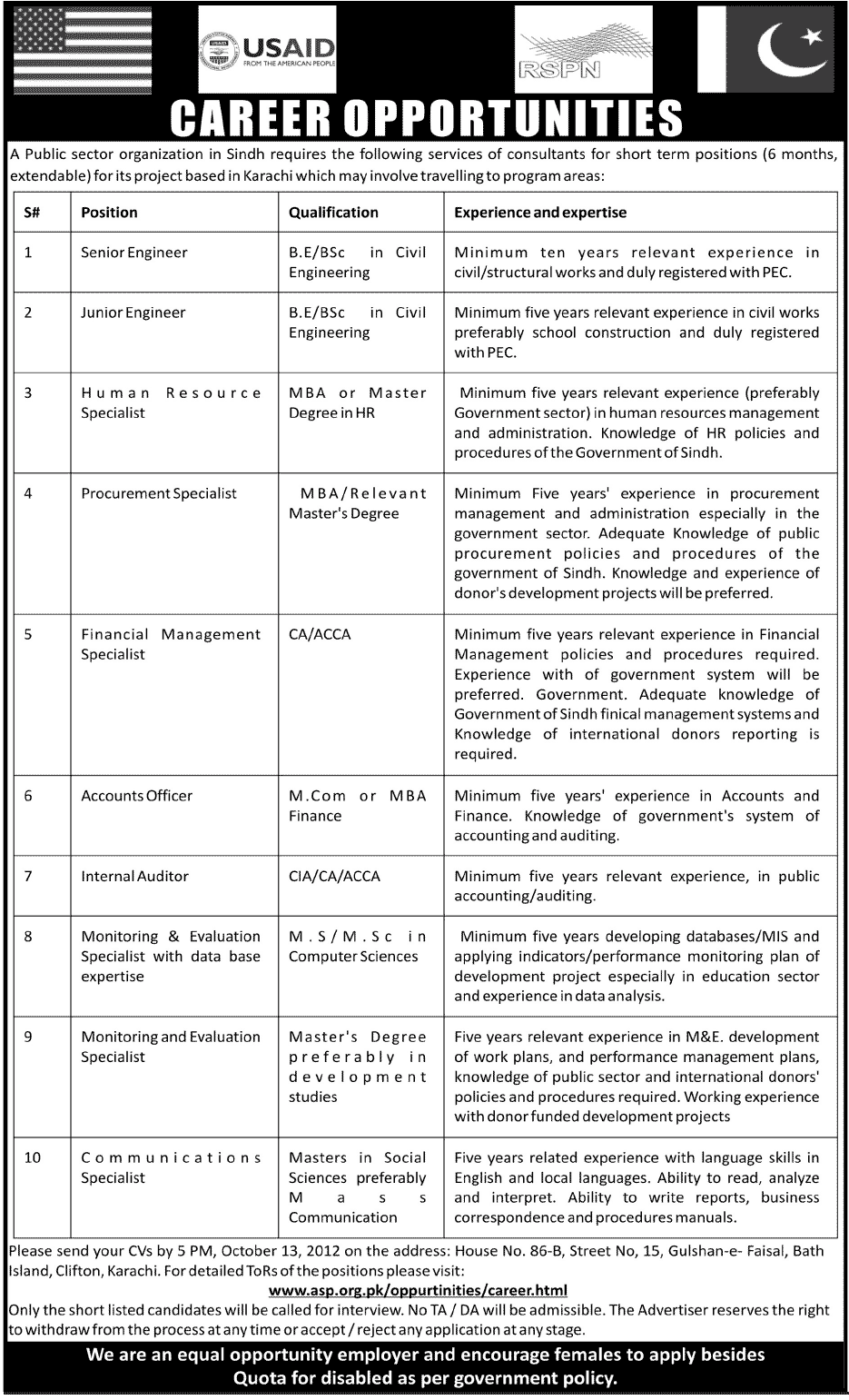 A Public Sector Organization Requires Staff Under USAID