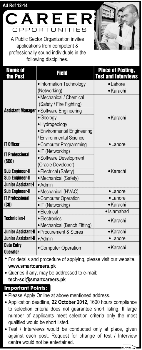 A Public Sector Organization Requires Engineering, IT and Support Staff