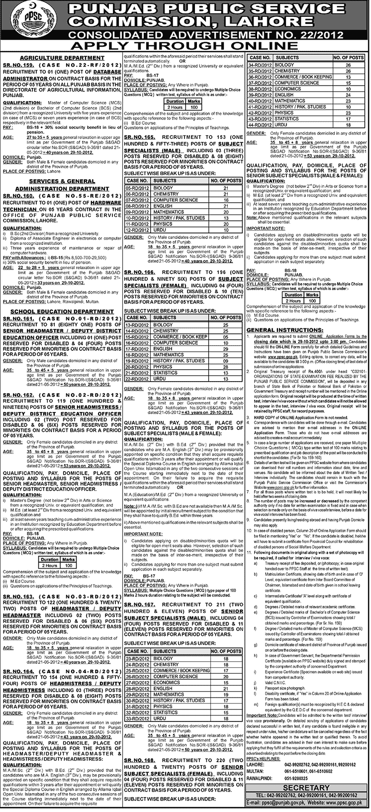 Punjab Public Service Commission (PPSC) Jobs (Government Job)