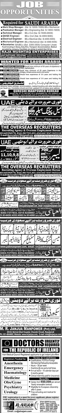 Misc. Jobs in Rawalpindi Jang Classified 2