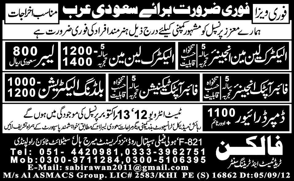 Staff Required for Saudi Arabia