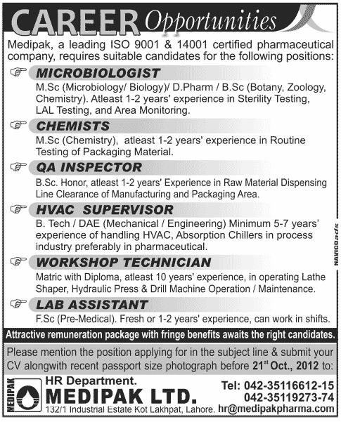 Jobs in Pharmaceutical Company