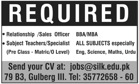 Sales Officer and Teachers Jobs Available