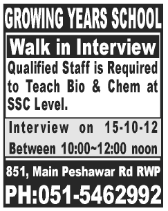 SSC Teacher Required in Rawalpindi