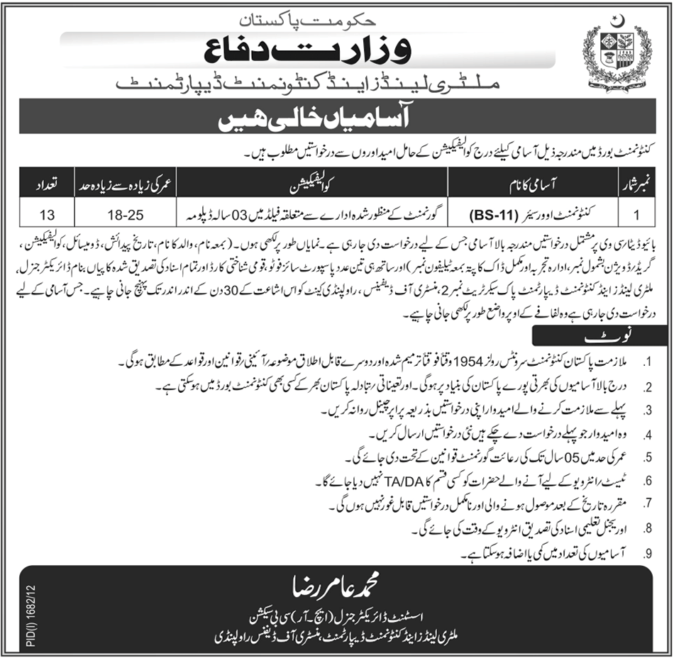 Jobs in Military Lands and Cantonment Department