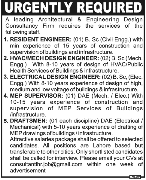 Jobs in Architectural &  Engineering Design Consultancy