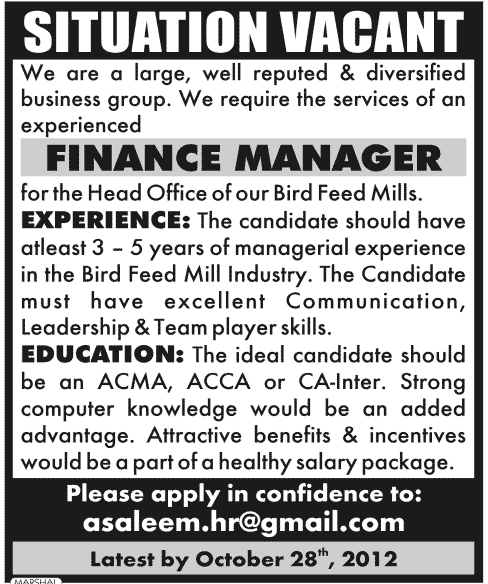 Finance Manager Required