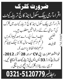 Jobs in Iqra Army Public School and College