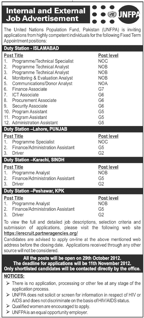 UNFPA Jobs - United Nations Population Fund Pakistan UN Jobs