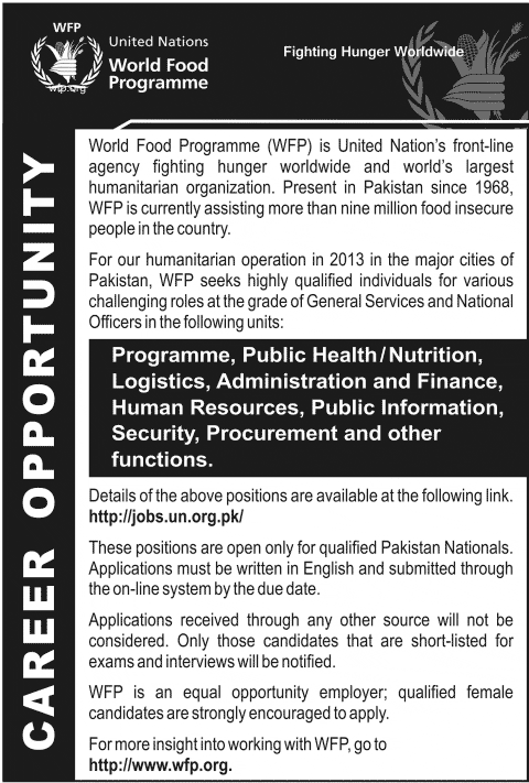 WFP Jobs Pakistan