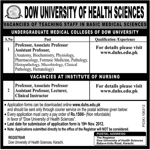 DOW University of Health Sciences Needs Faculty of Medical Sciences