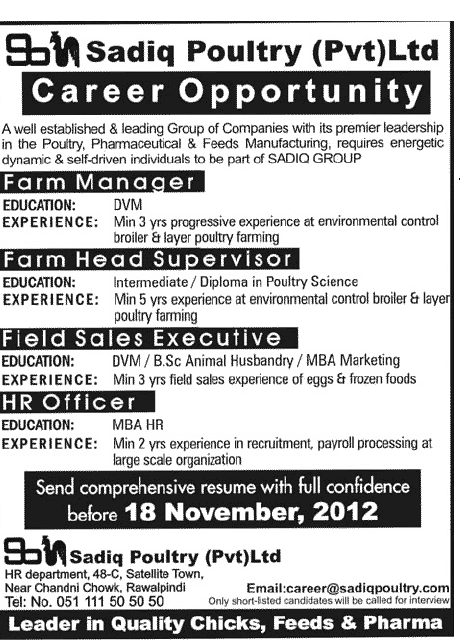 Jobs in Sadiq Poultry