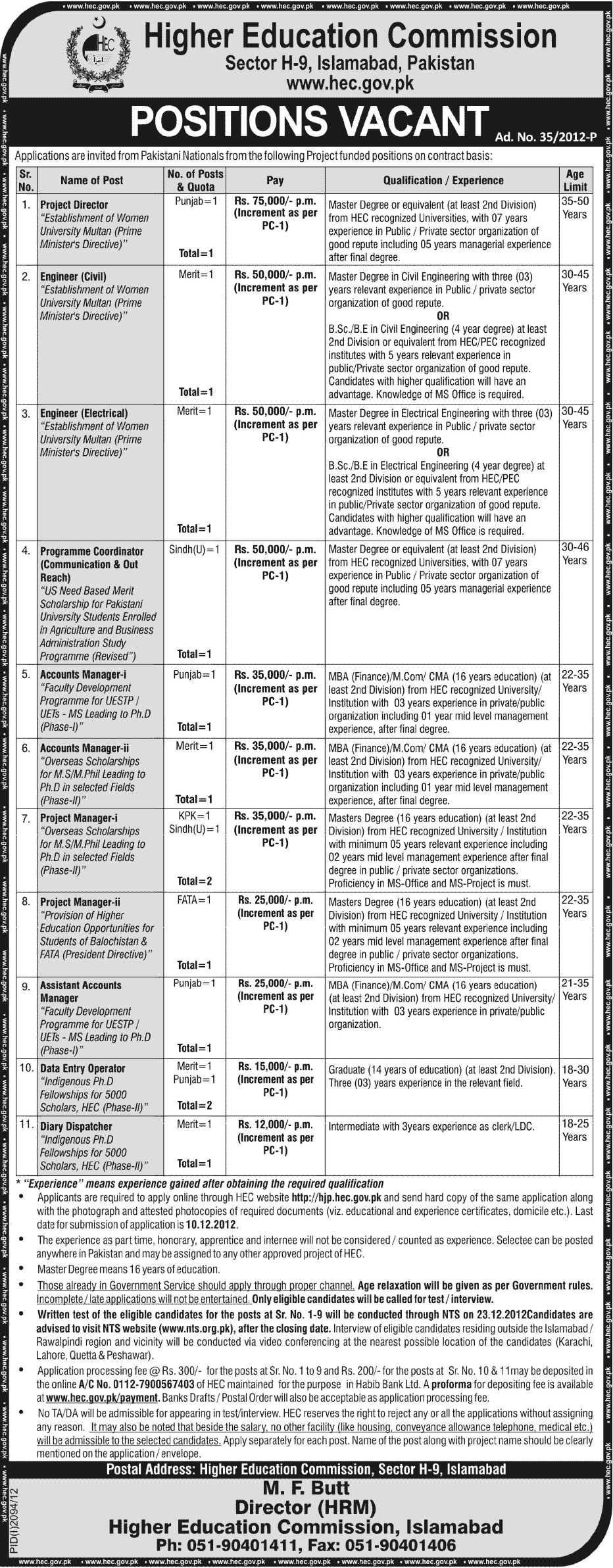 HEC Jobs 2012