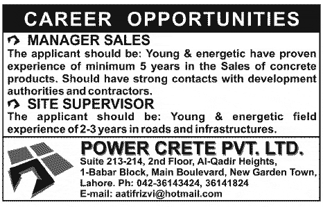 Power Crete Pvt. Ltd. Jobs