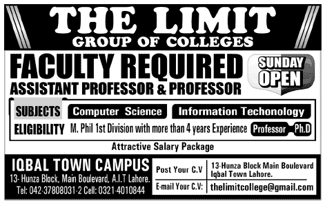 The Limit Group of Colleges Requires Faculty