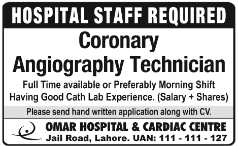 Omar Hospital & Cardiac Center Requires Coronary Angiography Technician