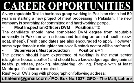 Personnel Required for Meat Processing Project