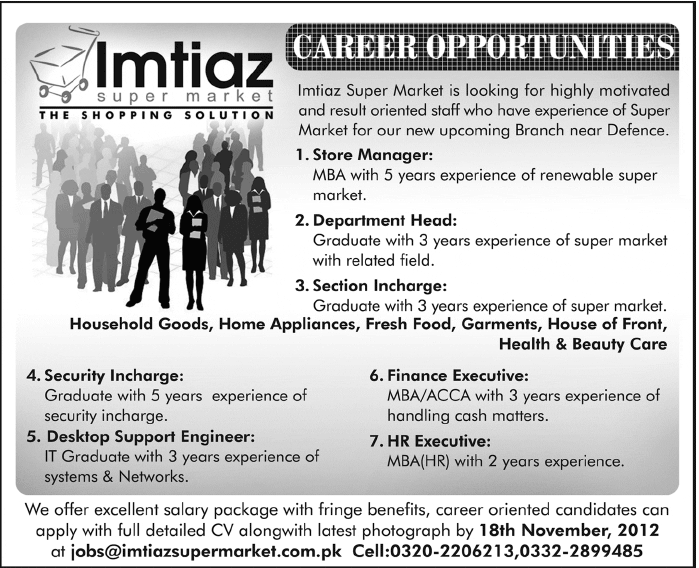 Imtiaz Super Market Jobs