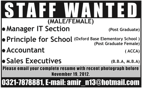 Staff Wanted