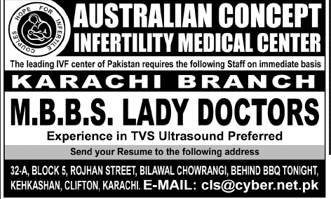 Australian Concept Infertility Medical Center Needs Lady Doctors