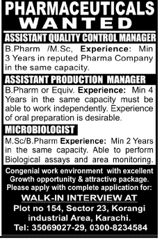 Noa Hemis Pharmaceuticals Requires Managers & Microbiologist