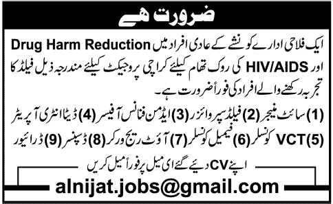 Al-Nijat Welfare Society Jobs for Karachi Based Project