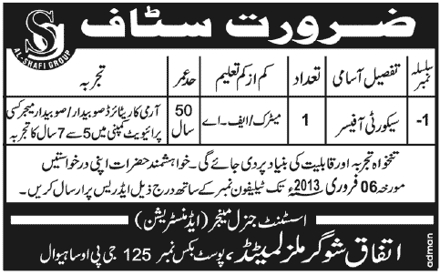 Security Officer Job at Ittefaq Sugar Mills Limited