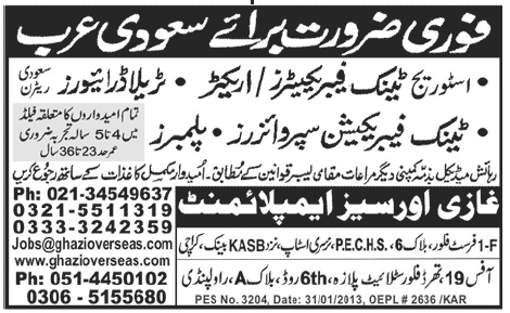 Ghazi Overseas Employment Needs Personnel for Saudi Arabia