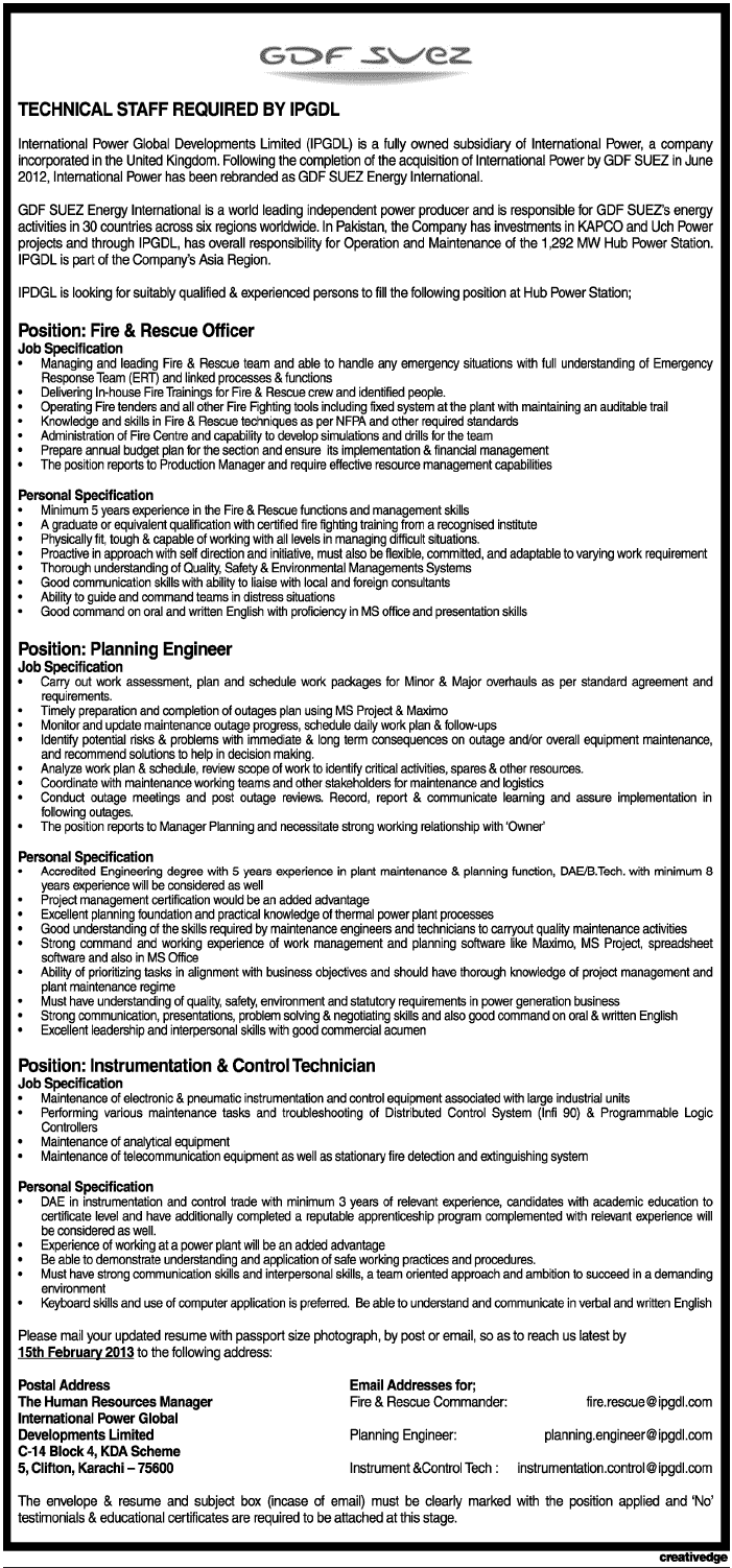 International Power Global Developments Limited (IPGDL) Jobs 2013