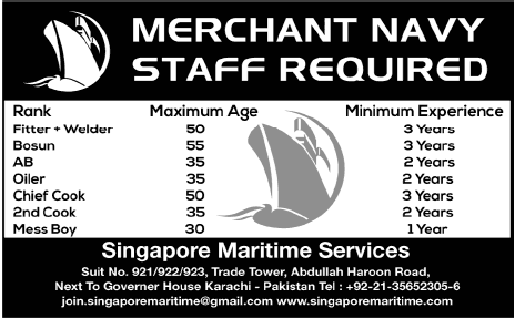 Singapore Maritime Services Needs Merchant Navy Staff