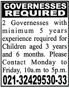 Governesses Required for a Child
