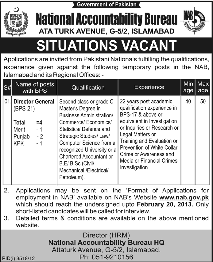 Director General Vacancies at NAB 2013