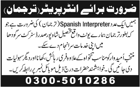 Spanish Language Interpreter Job 2013